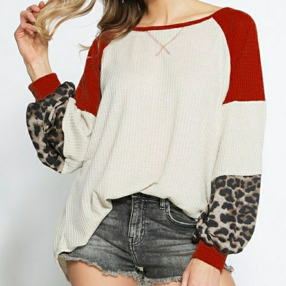 Burgundy color block top